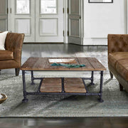 Kyle Industrial Coffee Table in Industrial Gray and Pine Wood Top - Furniture City (CA)l