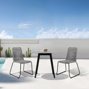 Kylie Outdoor Patio Round 36" Dining Table in Black Eucalyptus and Gray Stone - Furniture City (CA)l