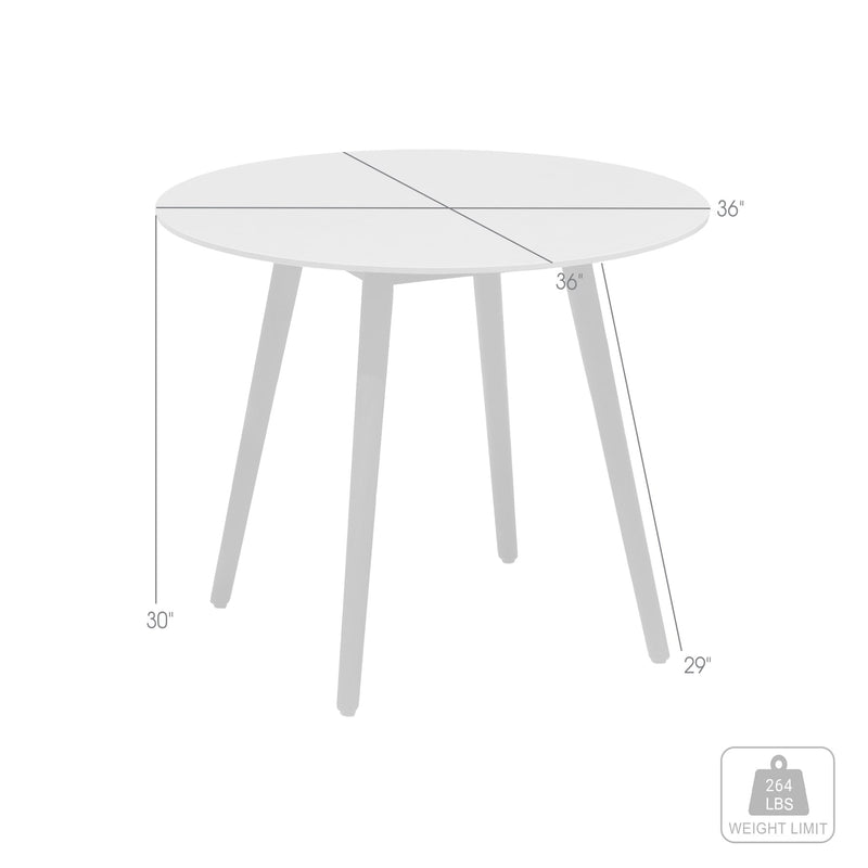 Kylie Outdoor Patio Round 36" Dining Table in Black Eucalyptus and Gray Stone - Furniture City (CA)l