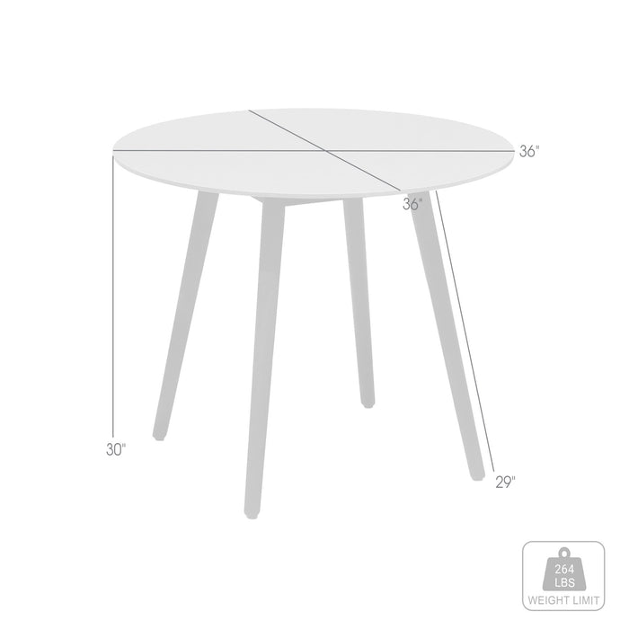 Kylie Outdoor Patio Round 36" Dining Table in Black Eucalyptus and Gray Stone