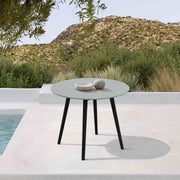 Kylie Outdoor Patio Round 36" Dining Table in Black Eucalyptus and Gray Stone - Furniture City (CA)l