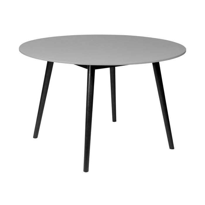 Kylie Outdoor Patio Round Dining Table in Black Eucalyptus and Gray Stone