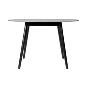 Kylie Outdoor Patio Round Dining Table in Black Eucalyptus and Gray Stone - Furniture City (CA)l