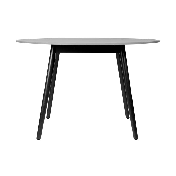 Kylie Outdoor Patio Round Dining Table in Black Eucalyptus and Gray Stone