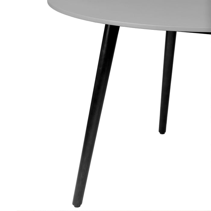 Kylie Outdoor Patio Round Dining Table in Black Eucalyptus and Gray Stone