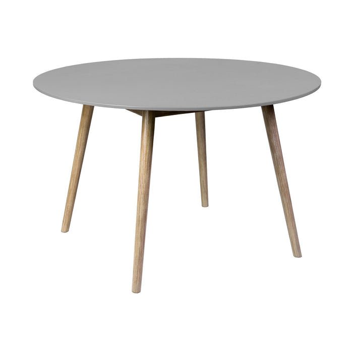 Kylie Outdoor Patio Round Dining Table in Light Eucalyptus and Gray Stone