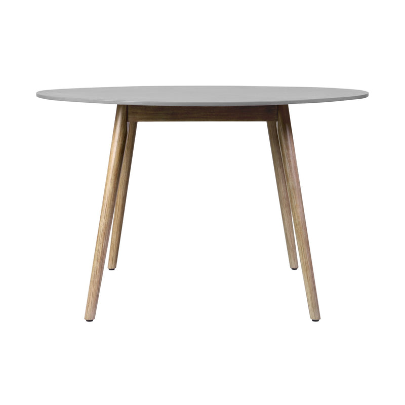 Kylie Outdoor Patio Round Dining Table in Light Eucalyptus and Gray Stone - Furniture City (CA)l