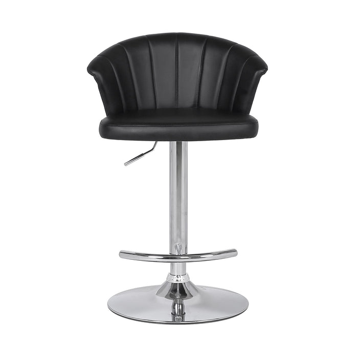 Kenzie Adjustable Modern Black Faux Leather Bar Stool