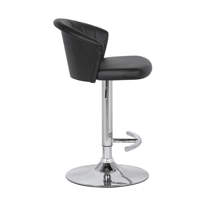 Kenzie Adjustable Modern Black Faux Leather Bar Stool