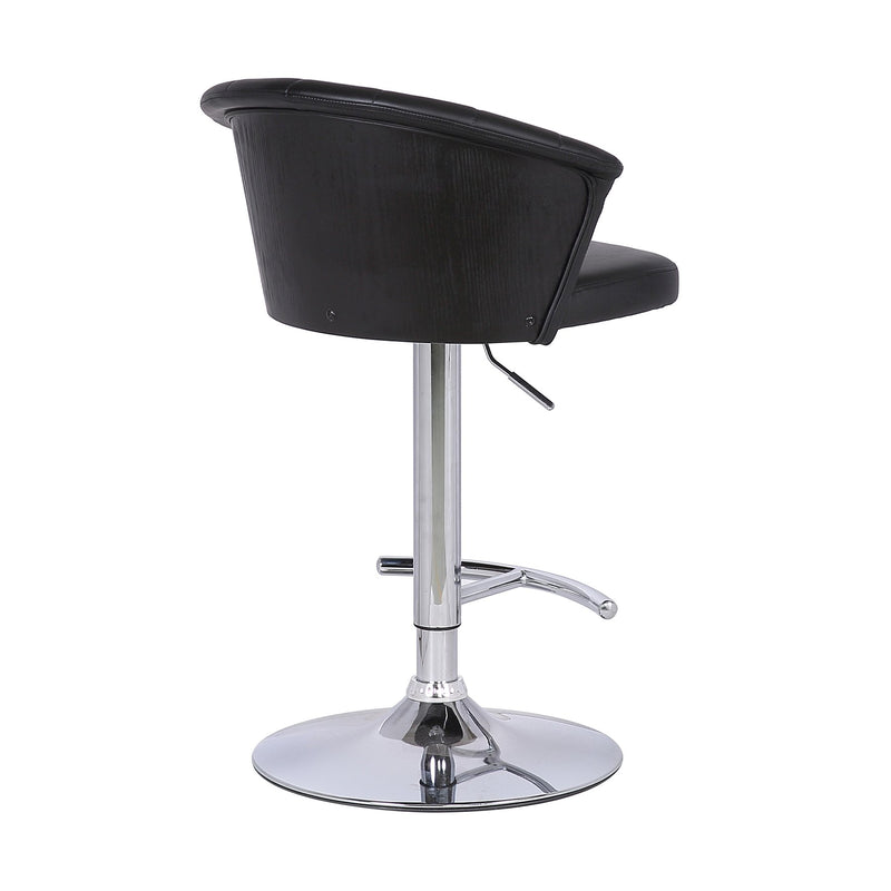 Kenzie Adjustable Modern Black Faux Leather Bar Stool - Furniture City (CA)l