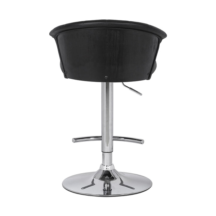 Kenzie Adjustable Modern Black Faux Leather Bar Stool