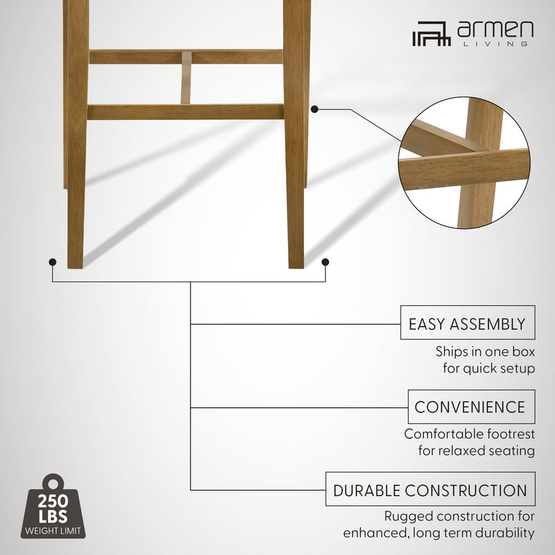 Landyn 26 in. Amber Glow Counter Height Rubberwood Barstool with Grey Fabric Seat - Furniture City (CA)l
