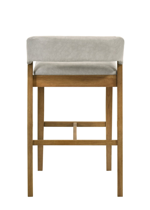 Landyn 26 in. Amber Glow Counter Height Rubberwood Barstool with Grey Fabric Seat