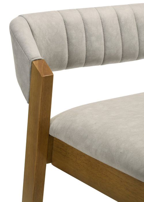 Landyn 26 in. Amber Glow Counter Height Rubberwood Barstool with Grey Fabric Seat