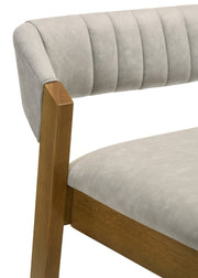 Landyn 30 in. Amber Glow Bar Height Rubberwood Barstool with Grey Grey Fabric Seat - Furniture City (CA)l