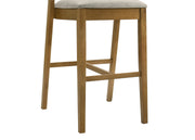 Landyn 30 in. Amber Glow Bar Height Rubberwood Barstool with Grey Grey Fabric Seat - Furniture City (CA)l