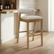 Landyn 30 in. Amber Glow Bar Height Rubberwood Barstool with Grey Grey Fabric Seat - Furniture City (CA)l