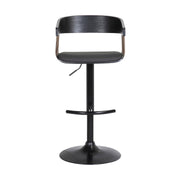 Larisa Adjustable Black Wood Bar Stool in Black Faux Leather with Golden Bronze and Black Metal - Furniture City (CA)l