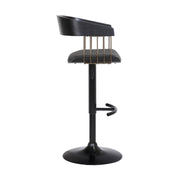 Larisa Adjustable Black Wood Bar Stool in Black Faux Leather with Golden Bronze and Black Metal - Furniture City (CA)l