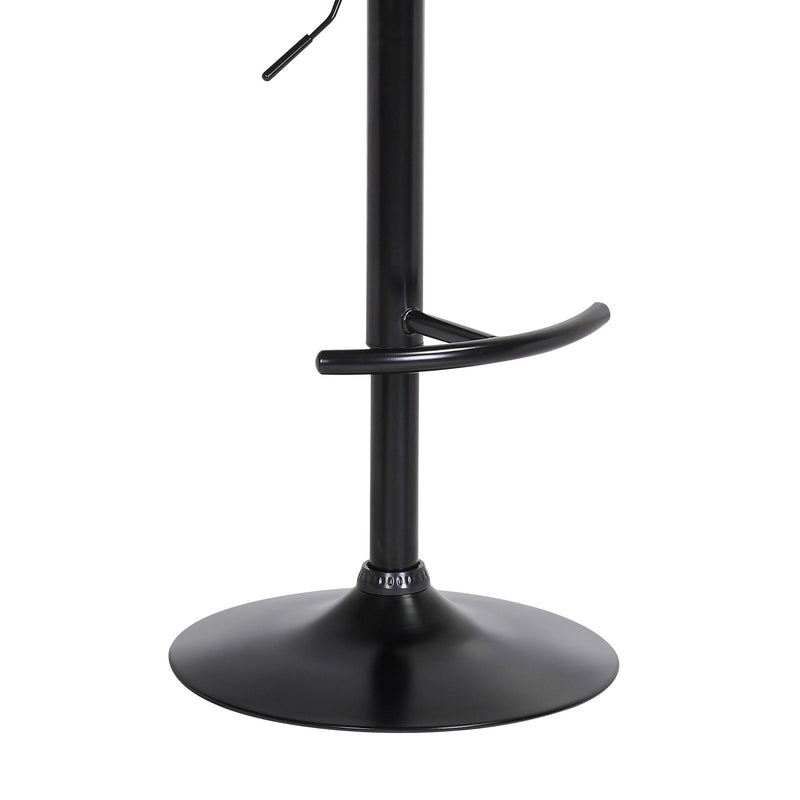 Larisa Adjustable Black Wood Bar Stool in Black Faux Leather with Golden Bronze and Black Metal - Furniture City (CA)l