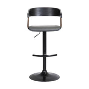Larisa Adjustable Black Wood Bar Stool in Gray Faux Leather with Golden Bronze and Black Metal - Furniture City (CA)l