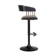Larisa Adjustable Black Wood Bar Stool in Gray Faux Leather with Golden Bronze and Black Metal - Furniture City (CA)l