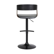 Larisa Adjustable Black Wood Bar Stool in Gray Faux Leather with Golden Bronze and Black Metal - Furniture City (CA)l