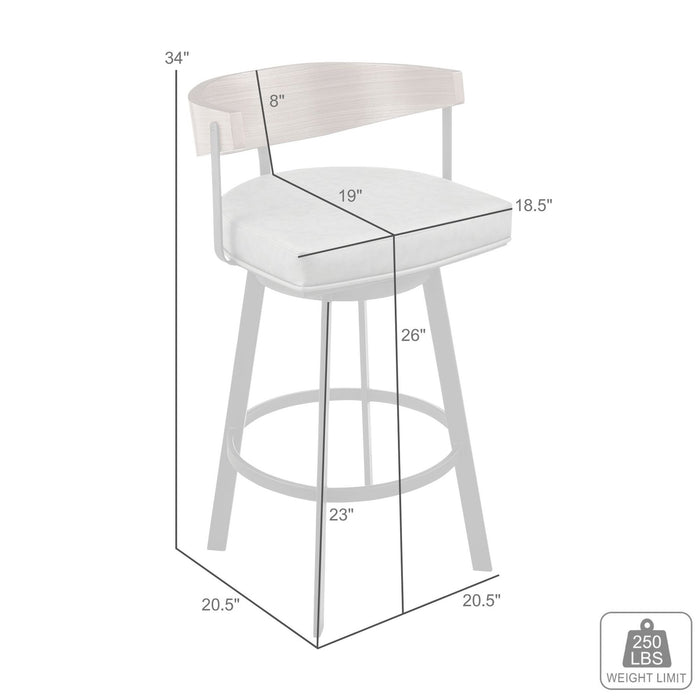 Lacey 26" Swivel Counter Stool in Black Iron with Walnut Finish and Vintage Gray Faux Leather