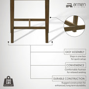 Landyn 26 in. Sepia Brown Counter Height Rubberwood Barstool with Ecru Fabric Seat - Furniture City (CA)l
