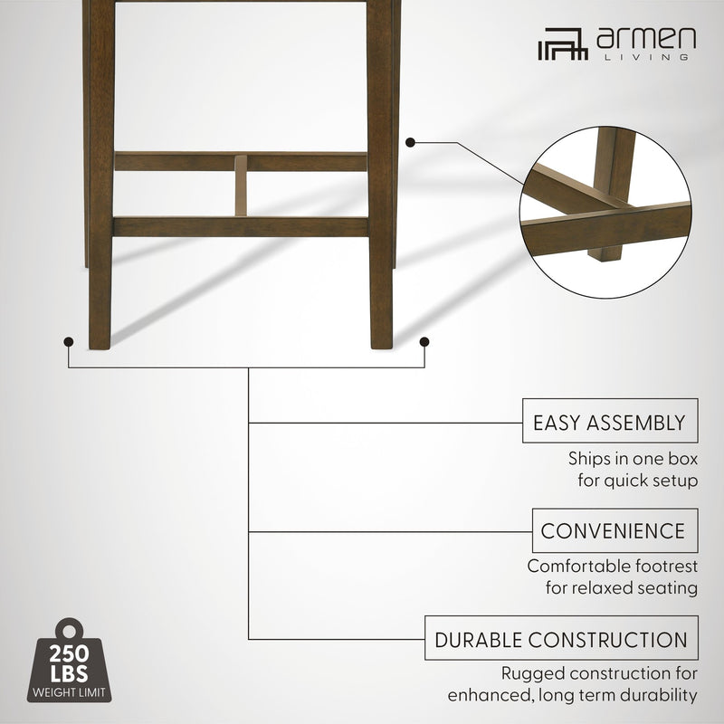 Landyn 26 in. Sepia Brown Counter Height Rubberwood Barstool with Ecru Fabric Seat - Furniture City (CA)l