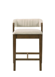 Landyn 26 in. Sepia Brown Counter Height Rubberwood Barstool with Ecru Fabric Seat - Furniture City (CA)l