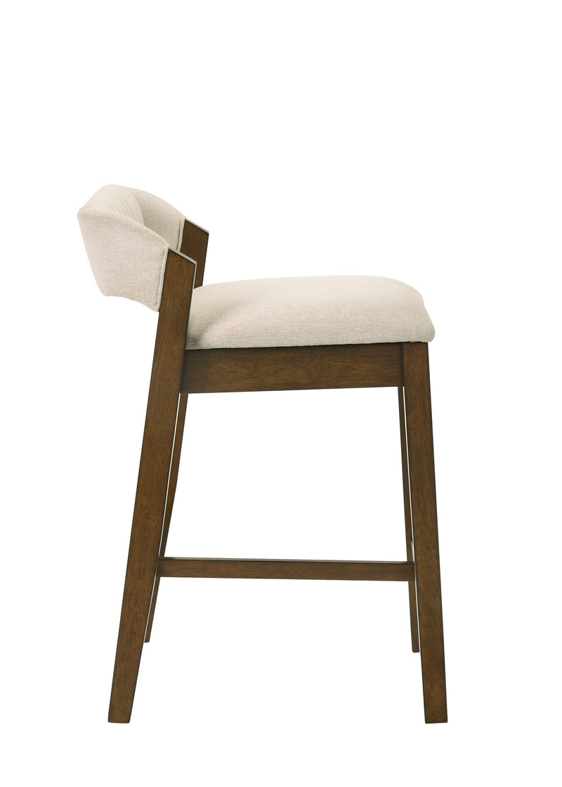 Landyn 26 in. Sepia Brown Counter Height Rubberwood Barstool with Ecru Fabric Seat - Furniture City (CA)l