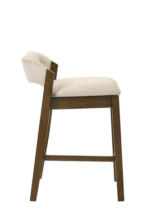 Landyn 26 in. Sepia Brown Counter Height Rubberwood Barstool with Ecru Fabric Seat