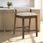 Landyn 26 in. Sepia Brown Counter Height Rubberwood Barstool with Ecru Fabric Seat - Furniture City (CA)l