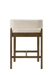 Landyn 30 in. Sepia Brown Bar Height Rubberwood Barstool with Ecru Fabric Seat - Furniture City (CA)l
