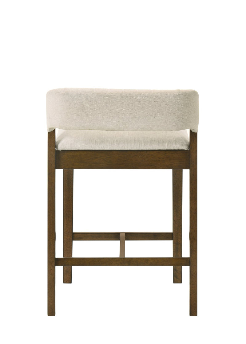 Landyn 30 in. Sepia Brown Bar Height Rubberwood Barstool with Ecru Fabric Seat - Furniture City (CA)l