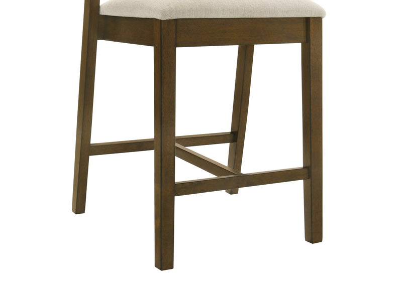Landyn 30 in. Sepia Brown Bar Height Rubberwood Barstool with Ecru Fabric Seat - Furniture City (CA)l