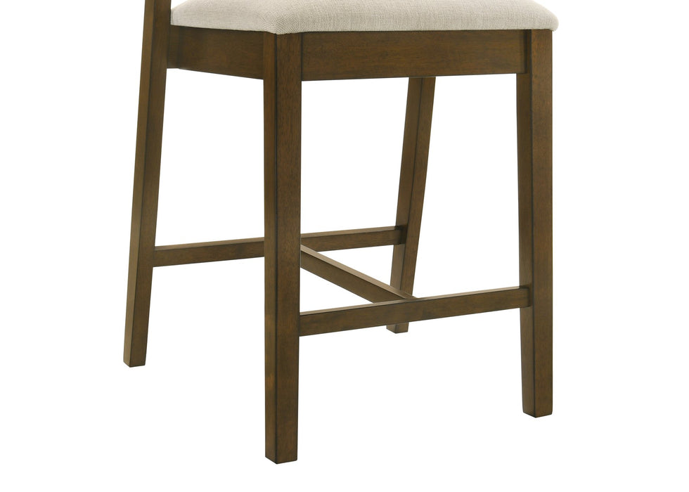 Landyn 30 in. Sepia Brown Bar Height Rubberwood Barstool with Ecru Fabric Seat
