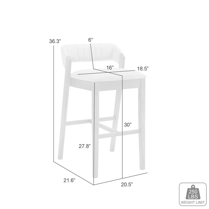 Landyn 30 in. Sepia Brown Bar Height Rubberwood Barstool with Ecru Fabric Seat - Furniture City (CA)l