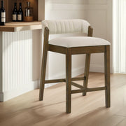 Landyn 30 in. Sepia Brown Bar Height Rubberwood Barstool with Ecru Fabric Seat - Furniture City (CA)l