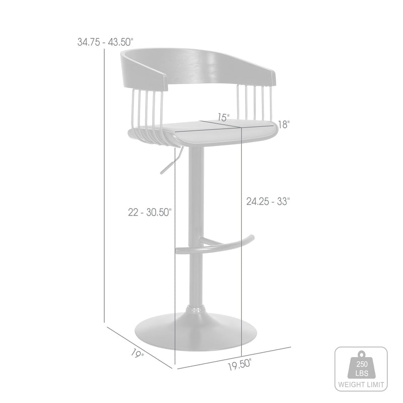 Larisa Adjustable Walnut Wood Bar Stool in Gray Faux Leather with Black Metal - Furniture City (CA)l