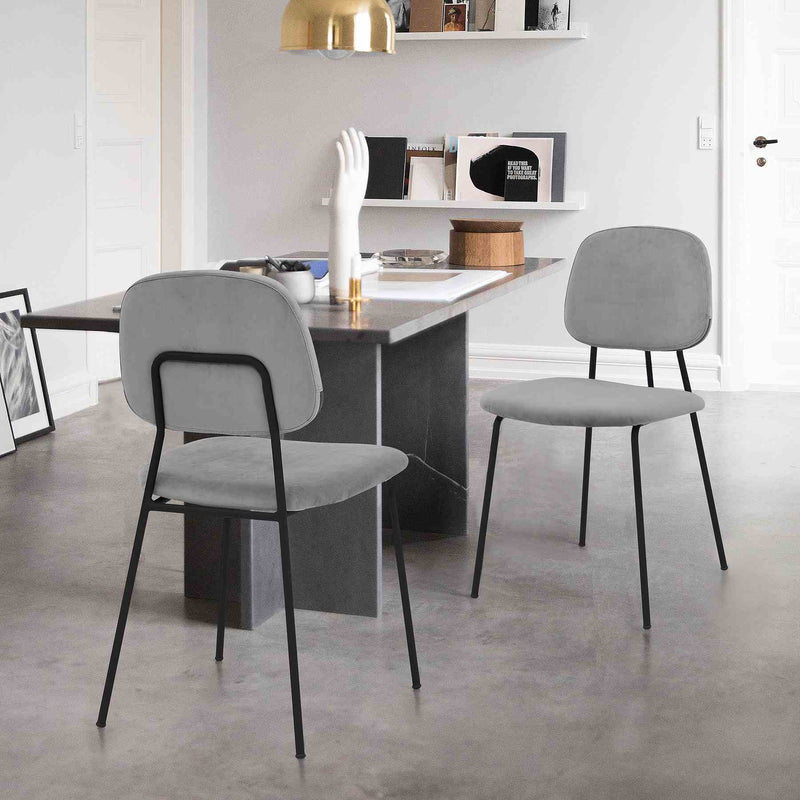 Lucy Gray Velvet and Metal Dining Room Chairs - Set of 2 - Furniture City (CA)l