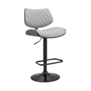 Leland Adjustable Gray Faux Leather and Black Finish Bar Stool - Furniture City (CA)l