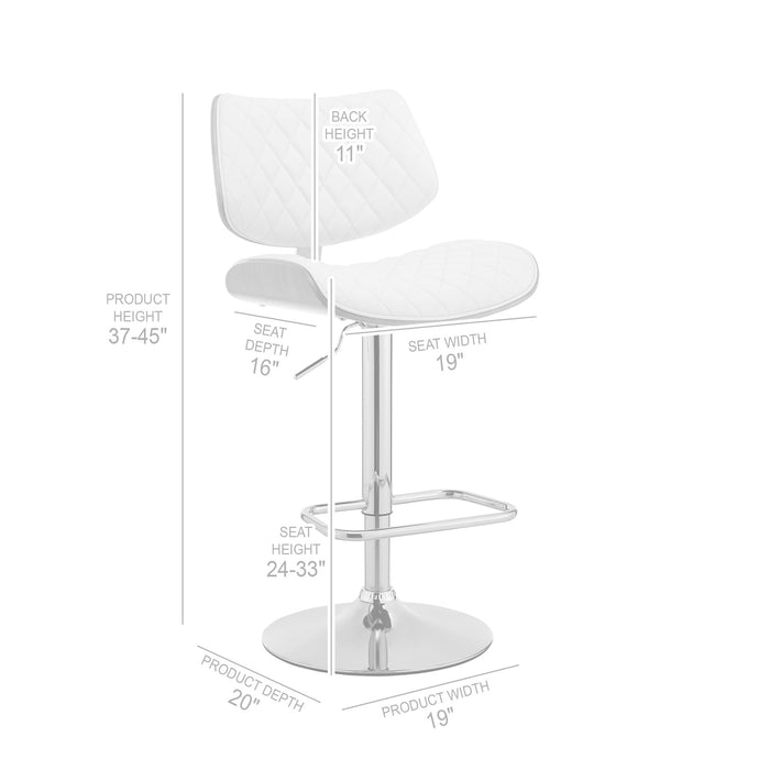 Leland Adjustable Gray Faux Leather and Black Finish Bar Stool