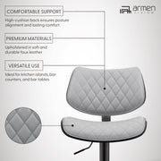 Leland Adjustable Gray Faux Leather and Black Finish Bar Stool - Furniture City (CA)l