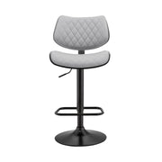 Leland Adjustable Gray Faux Leather and Black Finish Bar Stool - Furniture City (CA)l