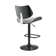 Leland Adjustable Gray Faux Leather and Black Finish Bar Stool - Furniture City (CA)l