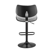 Leland Adjustable Gray Faux Leather and Black Finish Bar Stool - Furniture City (CA)l