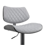 Leland Adjustable Gray Faux Leather and Black Finish Bar Stool - Furniture City (CA)l