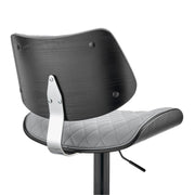Leland Adjustable Gray Faux Leather and Black Finish Bar Stool - Furniture City (CA)l